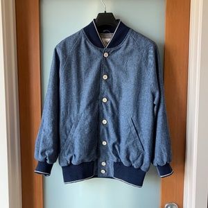 Maus & Hoffman stripe detail blue denim bomber